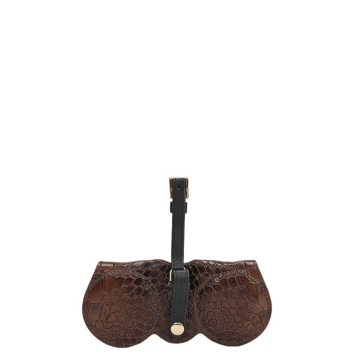 Croco Leather Spectacle Case - Walnut