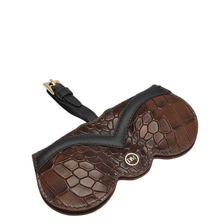Croco Leather Spectacle Case - Walnut