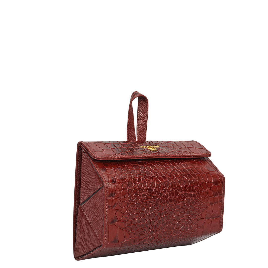 Croco Leather Spectacle Case - Cherry