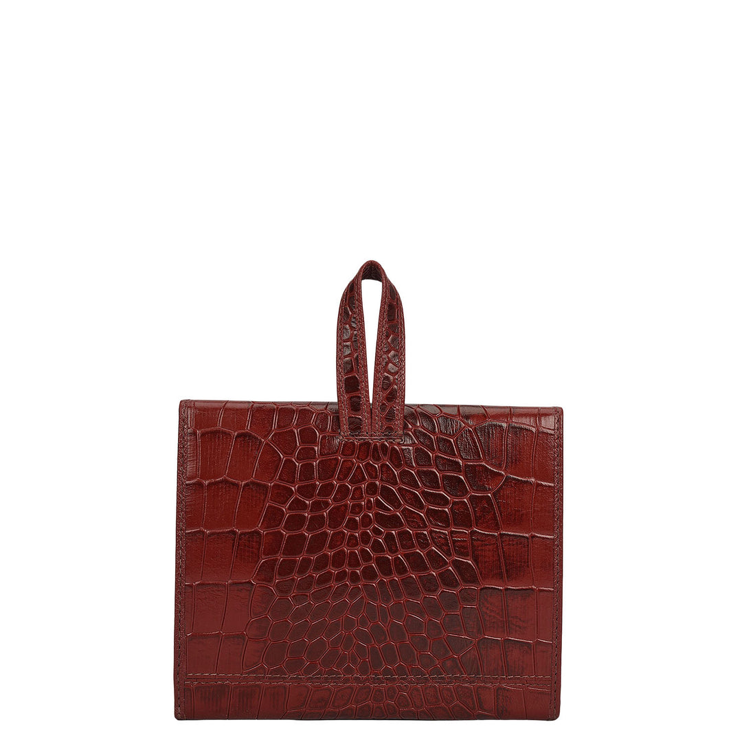 Croco Leather Spectacle Case - Cherry
