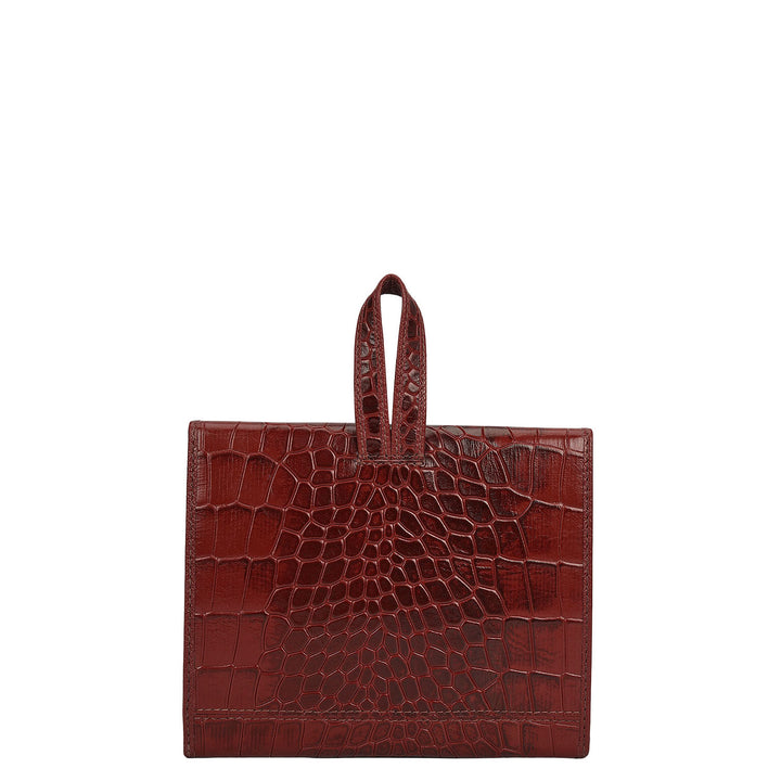 Croco Leather Spectacle Case - Cherry