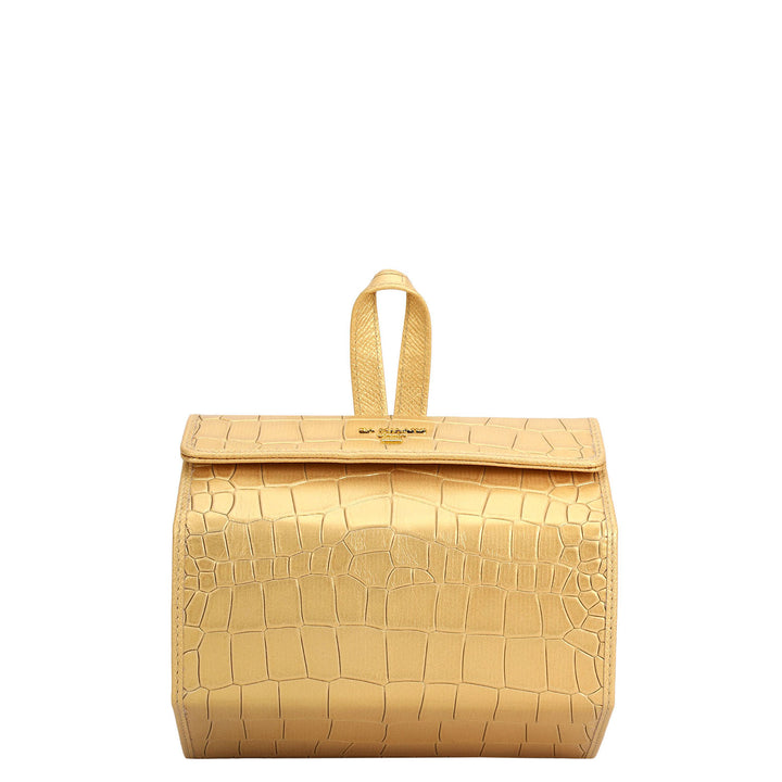 Croco Leather Spectacle Case - Gold