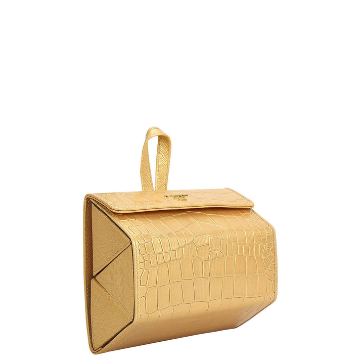 Croco Leather Spectacle Case - Gold