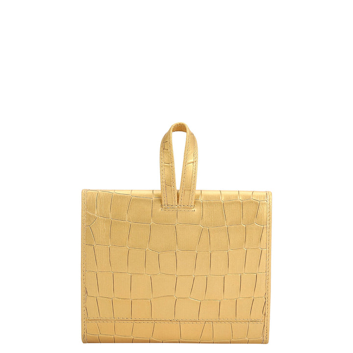 Croco Leather Spectacle Case - Gold