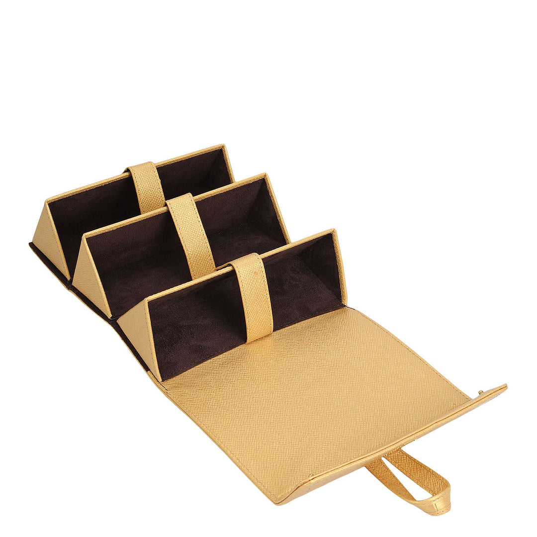Croco Leather Spectacle Case - Gold