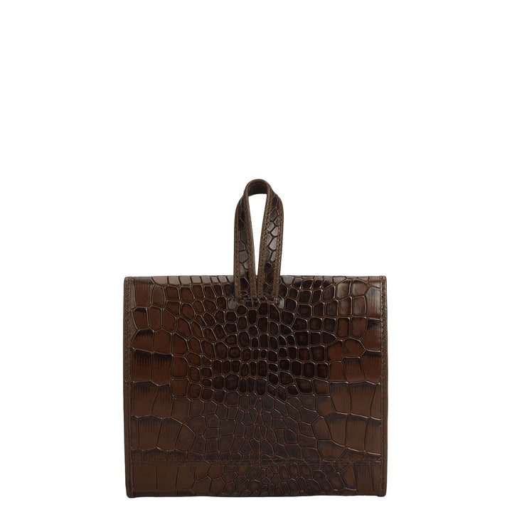 Croco Leather Spectacle Case - Walnut