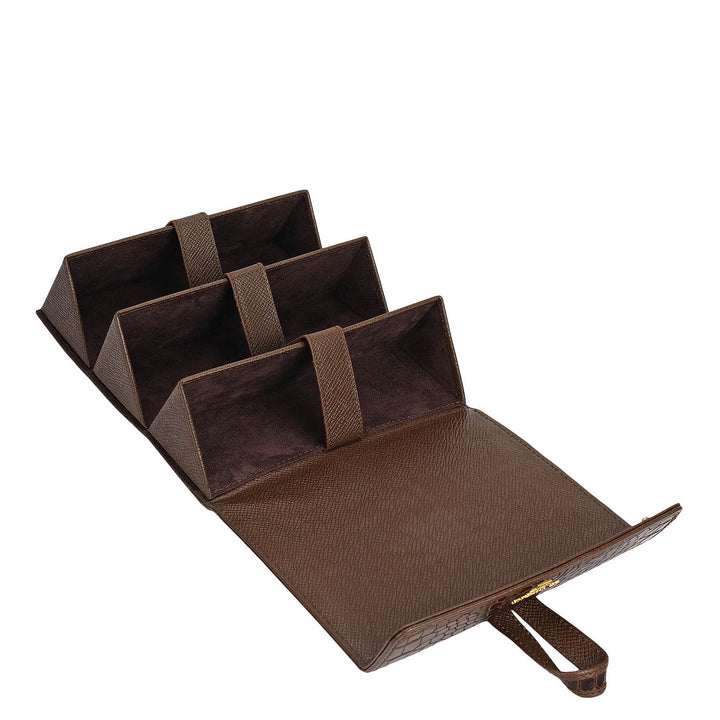 Croco Leather Spectacle Case - Walnut