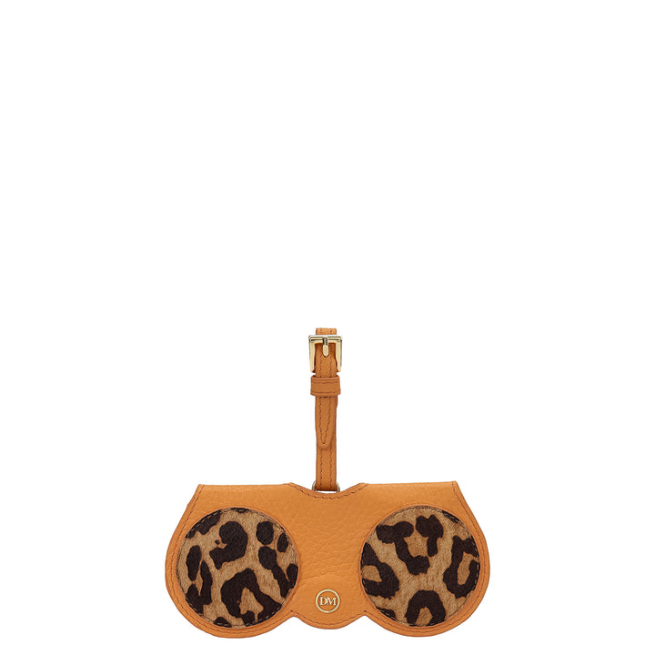 Fur Wax Leather Spectacle Case - Beige & Apricot