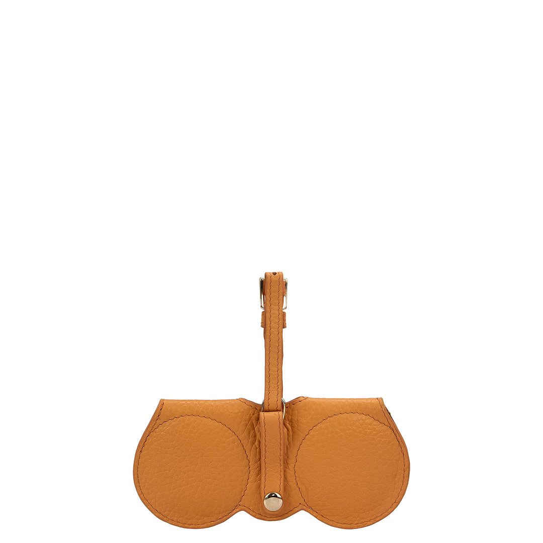 Fur Wax Leather Spectacle Case - Beige & Apricot