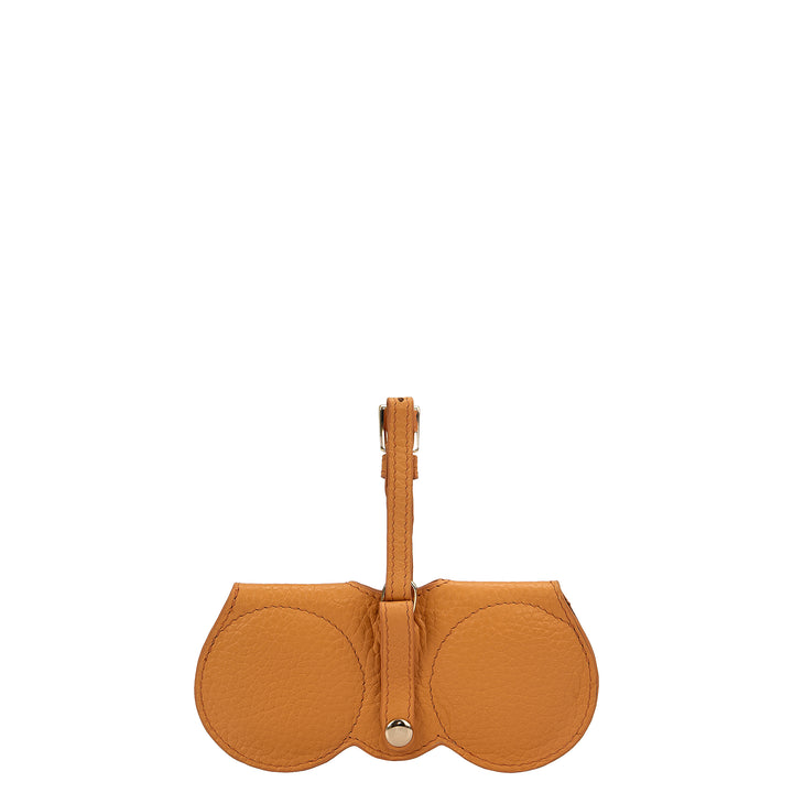 Fur Wax Leather Spectacle Case - Beige & Apricot