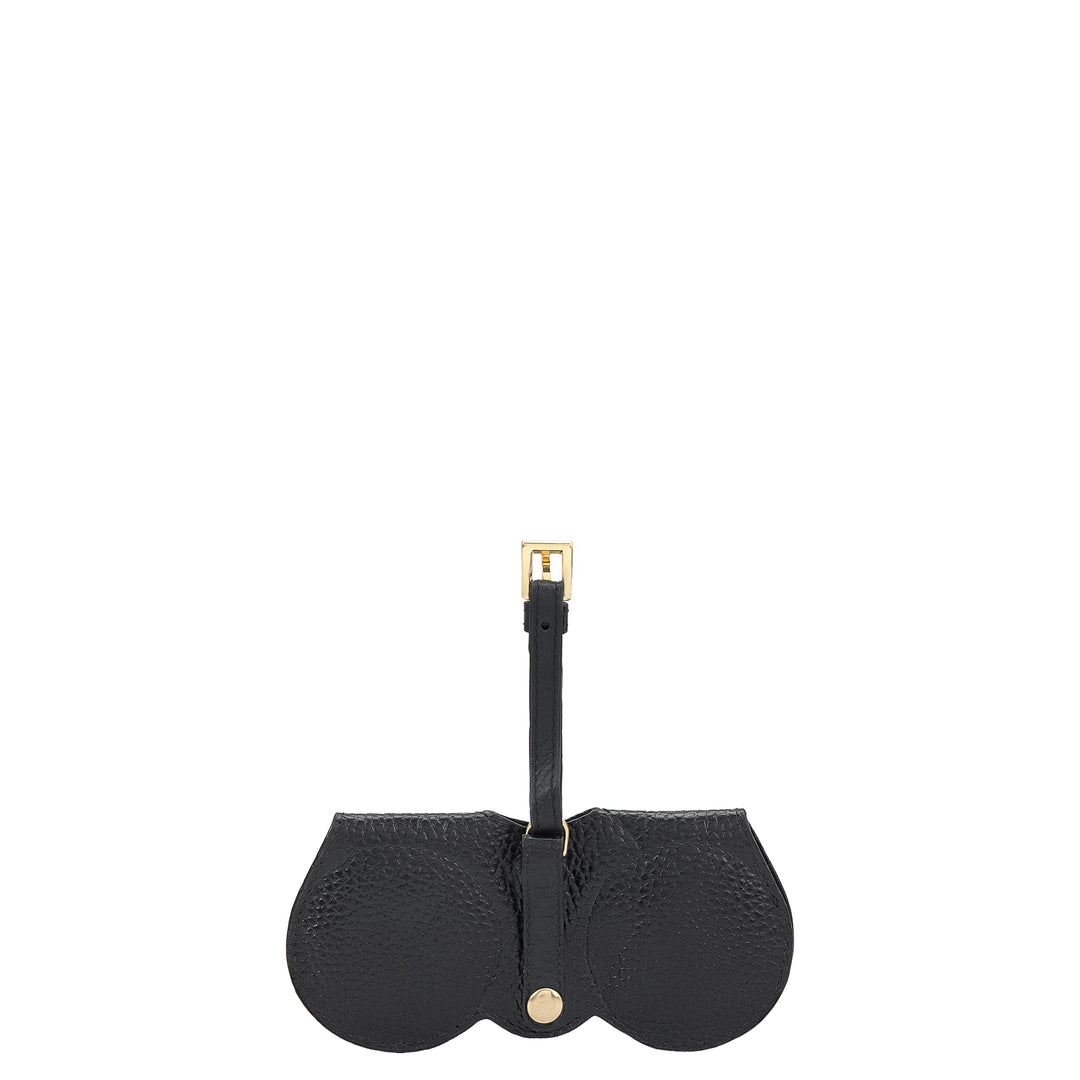 Fur Wax Leather Spectacle Case - Beige & Black