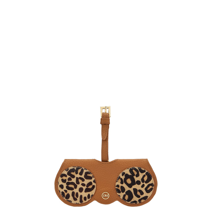 Fur Wax Leather Spectacle Case - Beige & Caramel