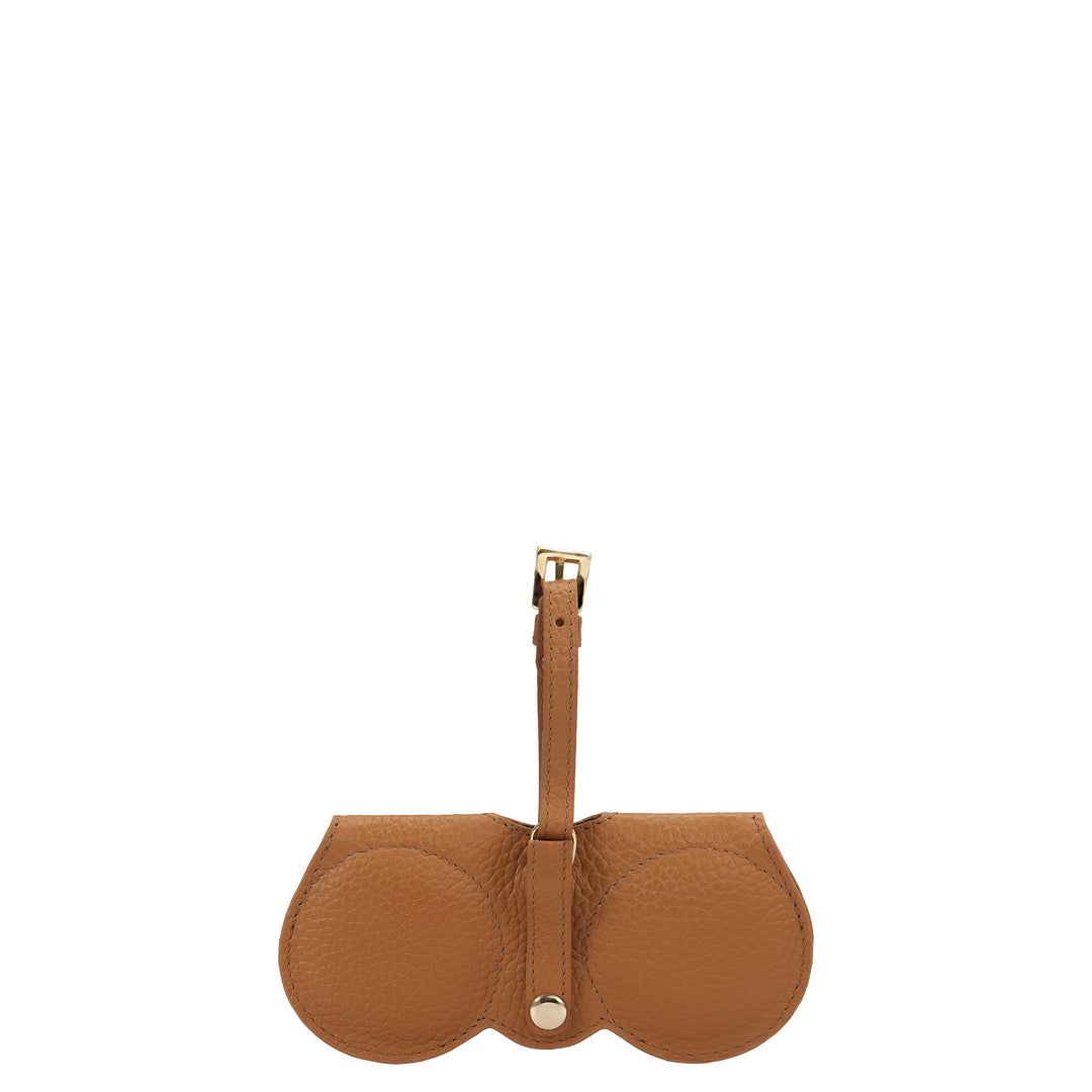 Fur Wax Leather Spectacle Case - Beige & Caramel