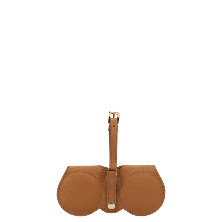 Fur Wax Leather Spectacle Case - Beige & Caramel