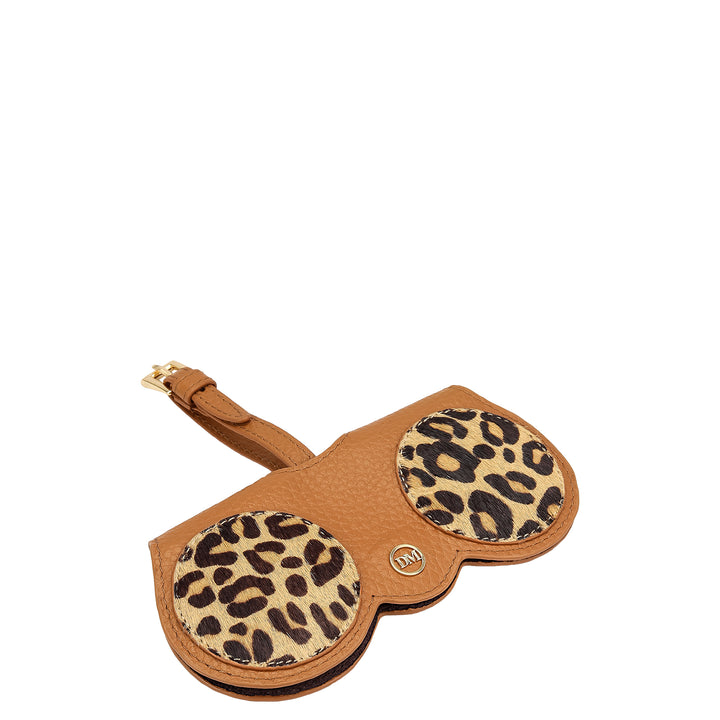 Fur Wax Leather Spectacle Case - Beige & Caramel