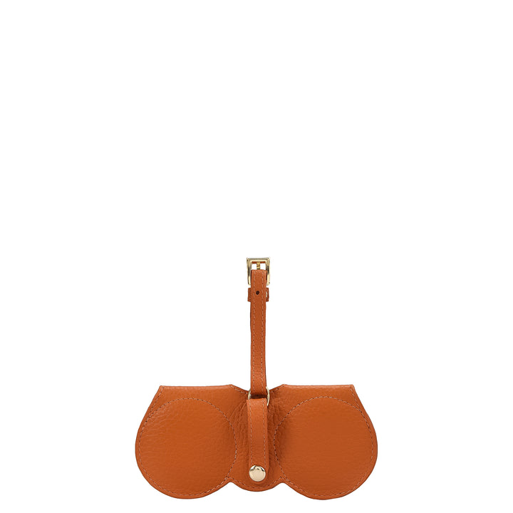 Fur Wax Leather Spectacle Case - Beige & Orange