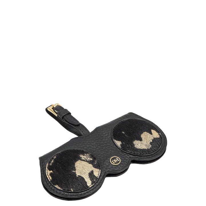 Fur Wax Leather Spectacle Case - Gold & Black