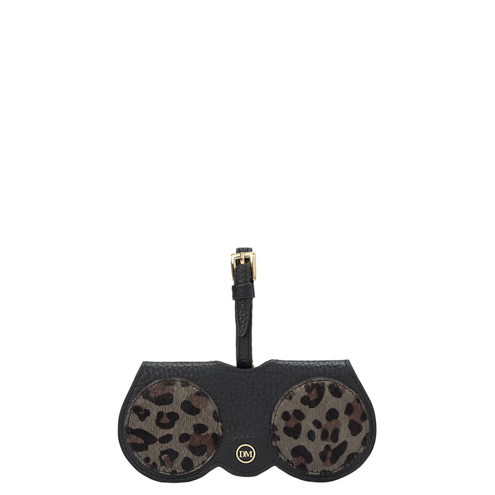 Fur Wax Leather Spectacle Case - Grey & Black