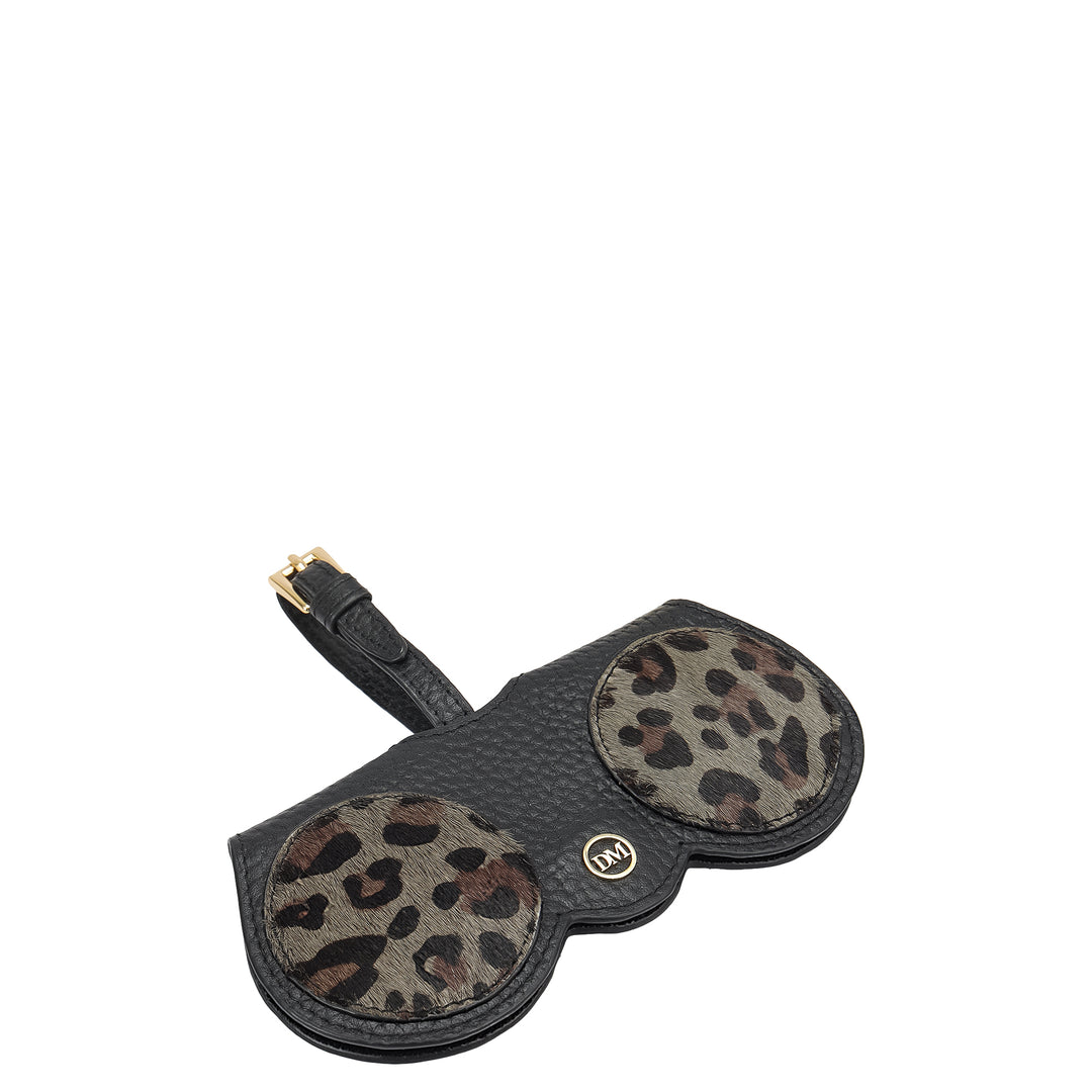 Fur Wax Leather Spectacle Case - Grey & Black