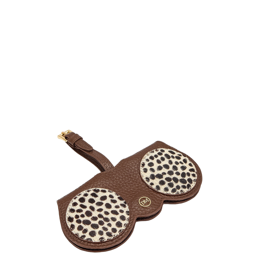 Fur Wax Leather Spectacle Case - Off White & Mocha