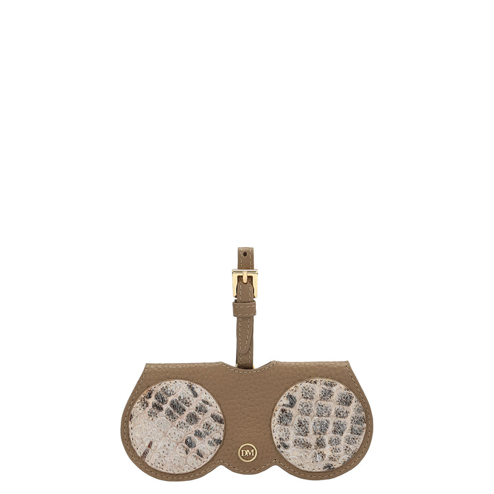 Fur Wax Leather Spectacle Case - Silver & Greyish Taupe