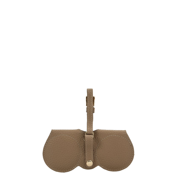 Fur Wax Leather Spectacle Case - Silver & Greyish Taupe