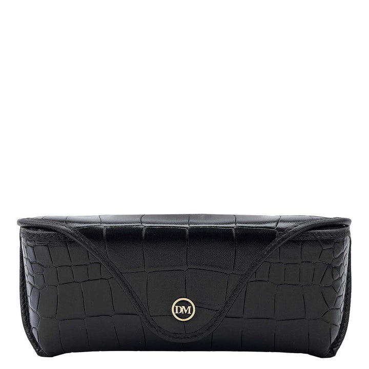 Croco Leather Spectacle Case - Black