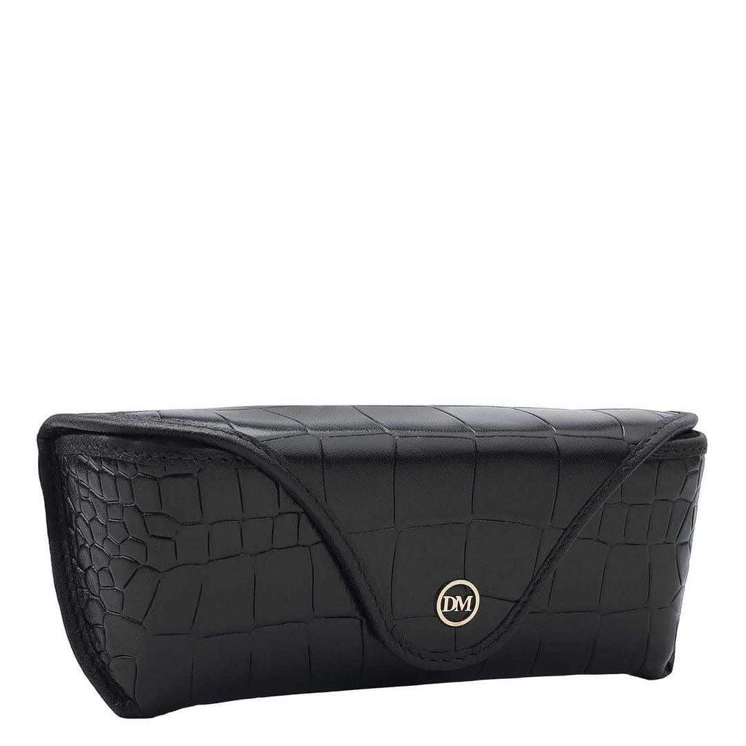 Croco Leather Spectacle Case - Black