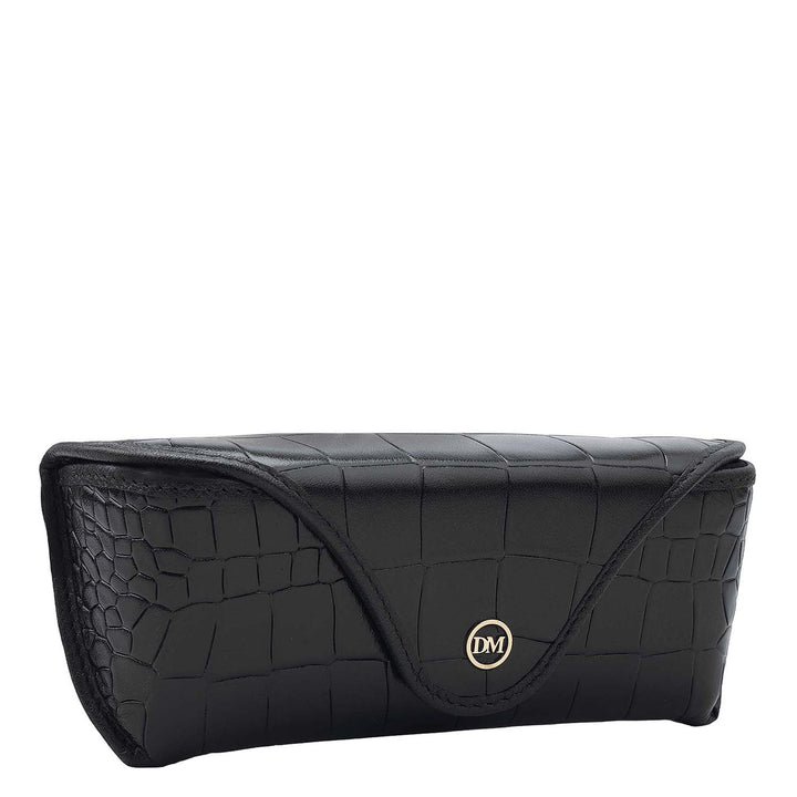 Croco Leather Spectacle Case - Black