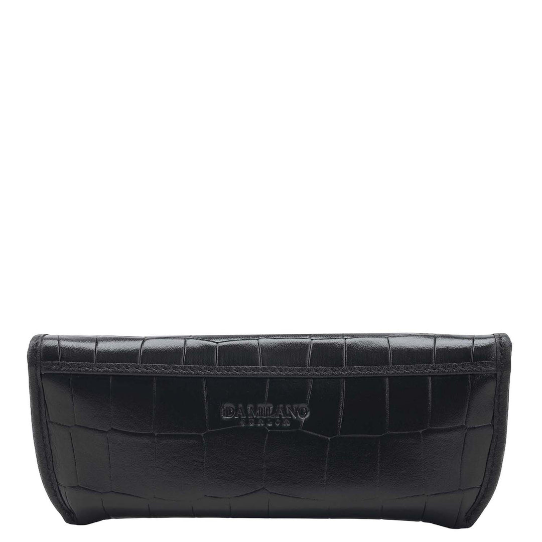 Croco Leather Spectacle Case - Black