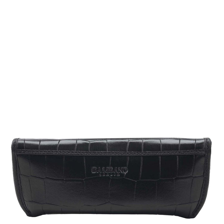 Croco Leather Spectacle Case - Black