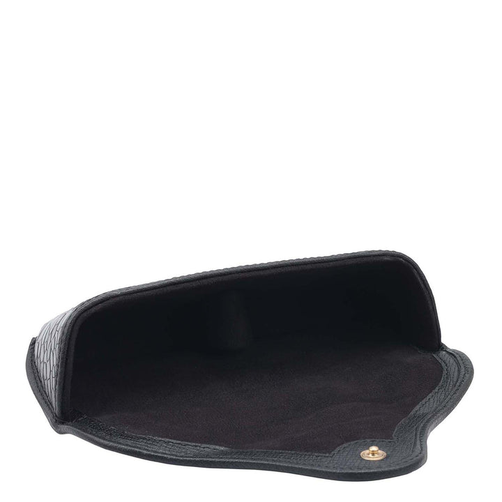 Croco Leather Spectacle Case - Black