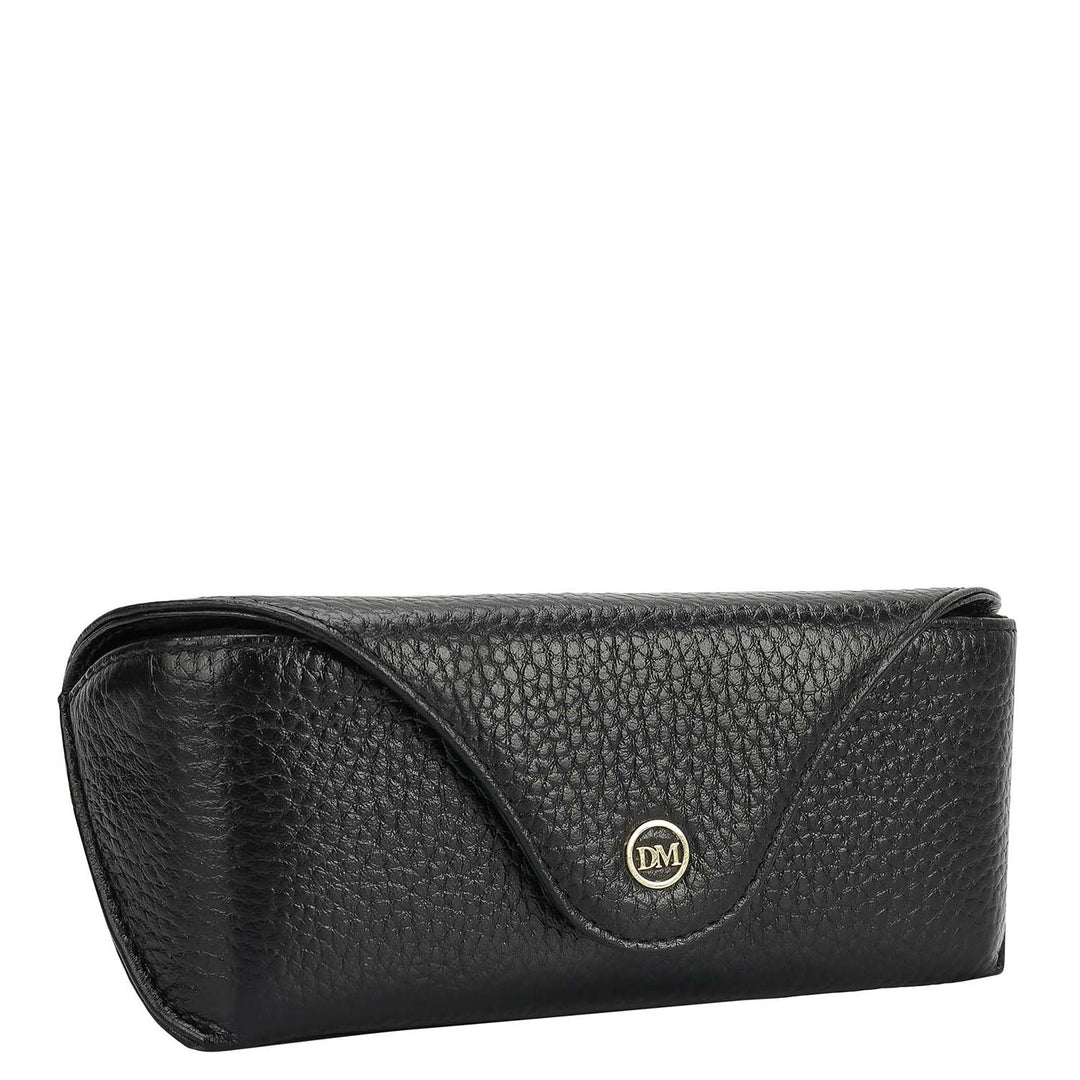 Wax Leather Spectacle Case - Black