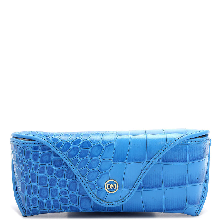 Croco Leather Spectacle Case - Blue