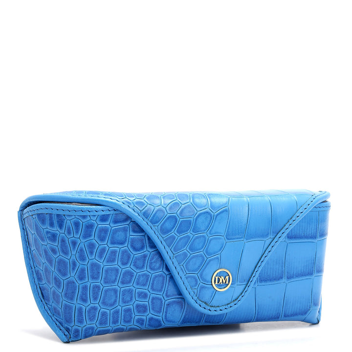 Croco Leather Spectacle Case - Blue