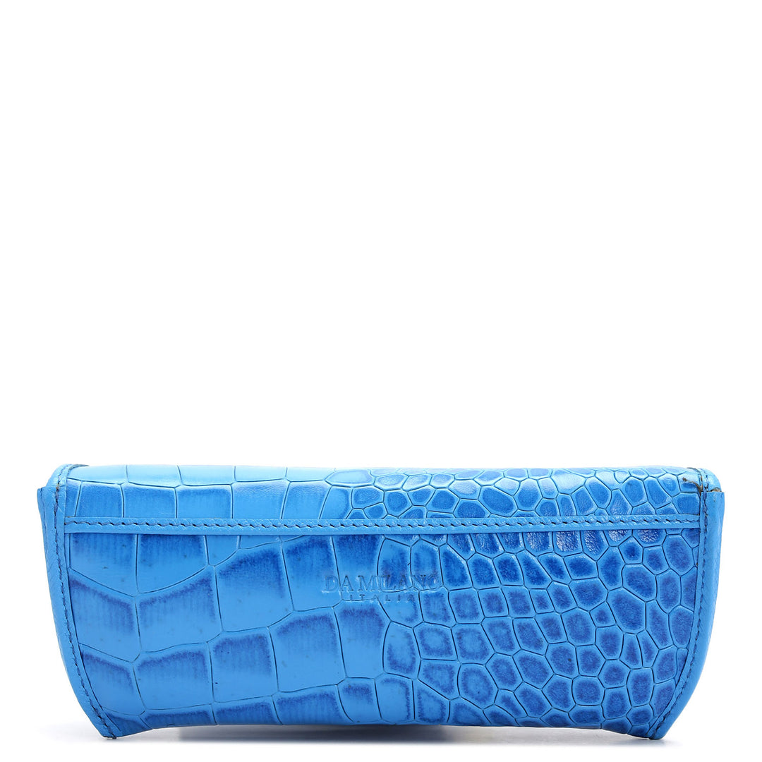 Croco Leather Spectacle Case - Blue