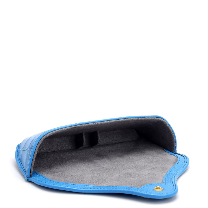 Croco Leather Spectacle Case - Blue