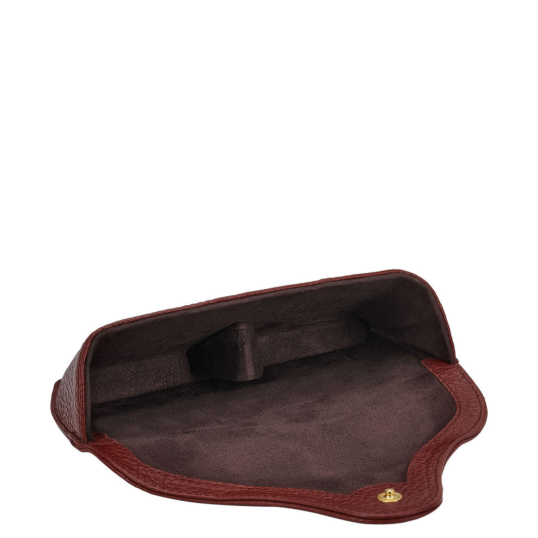 Wax Leather Spectacle Case - Cherry