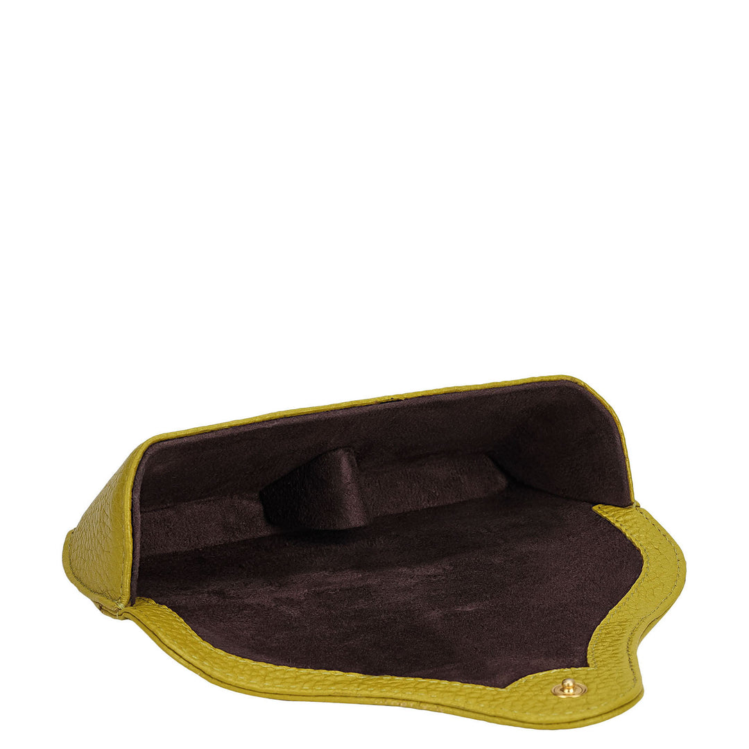 Wax Leather Spectacle Case - Green Tea