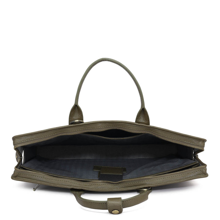 Croco Leather Laptop Sleeve - Military Green