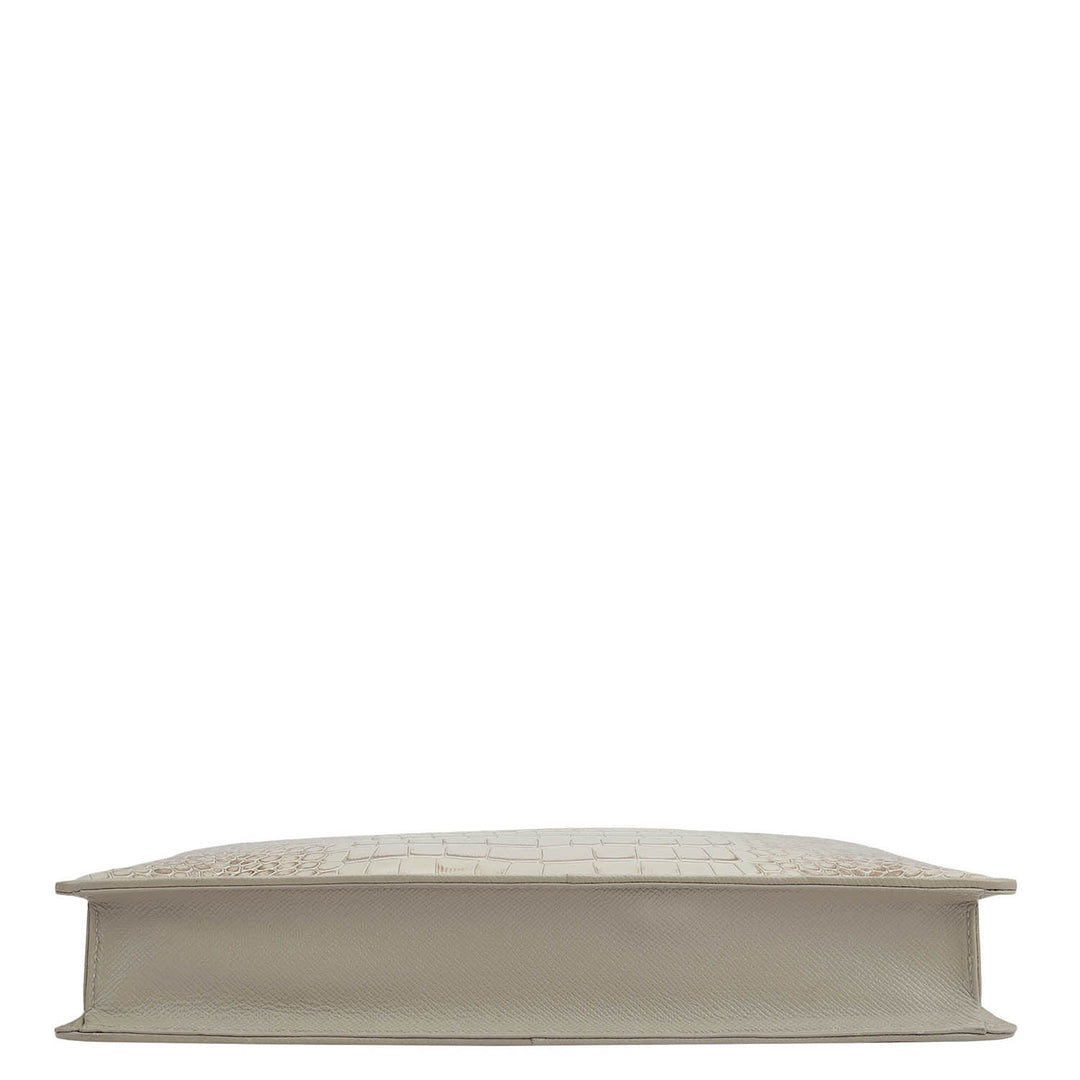 Croco Leather Laptop Sleeve - Frost