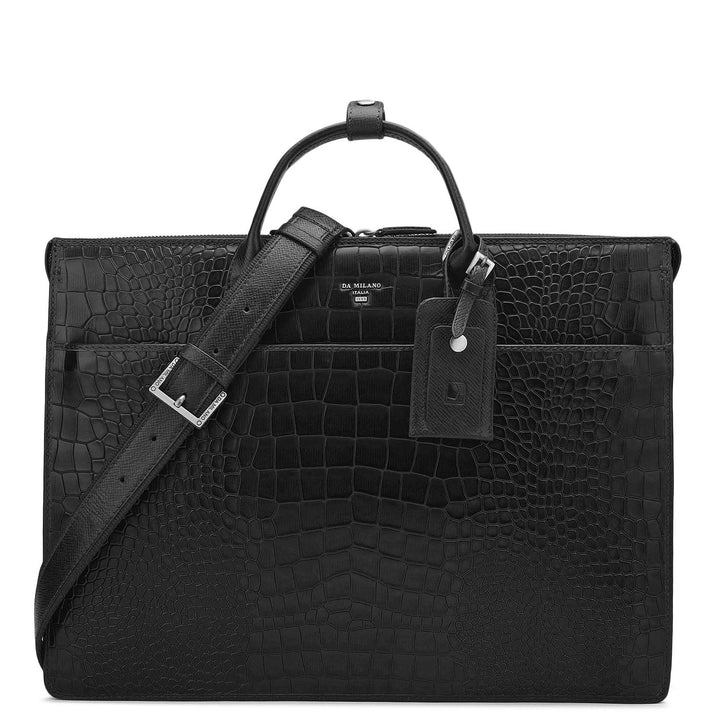 Croco Leather Laptop Sleeve - Black