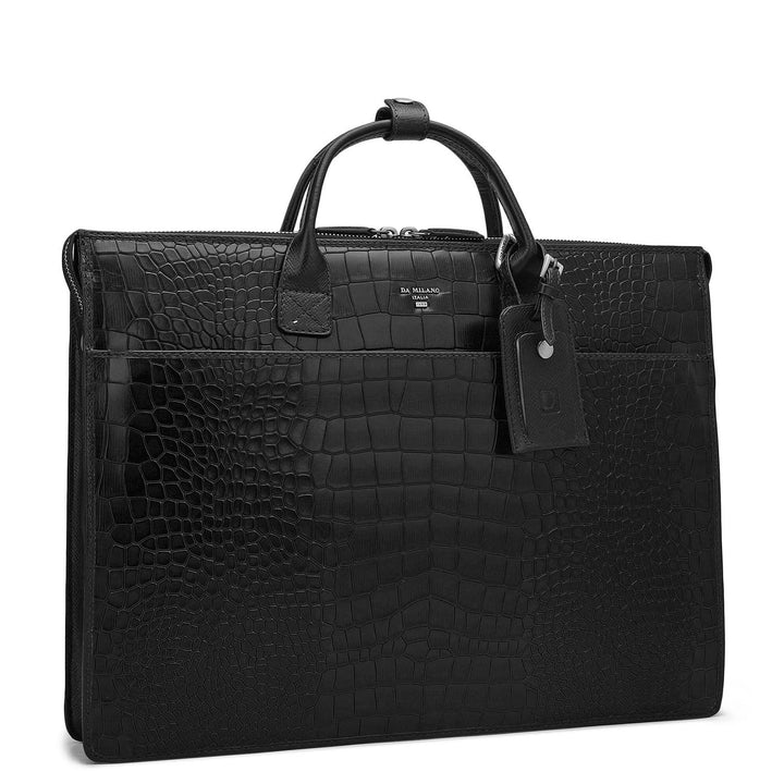 Croco Leather Laptop Sleeve - Black