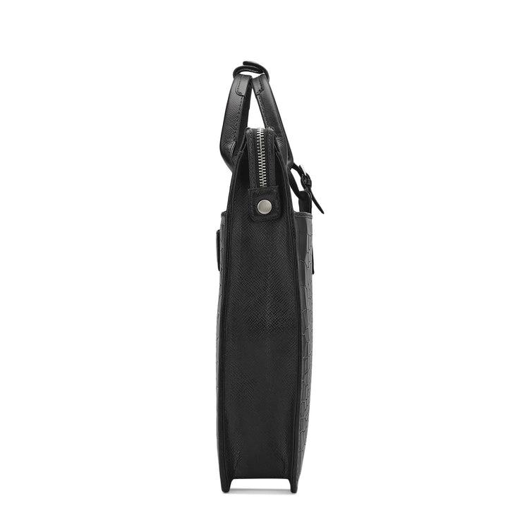 Croco Leather Laptop Sleeve - Black