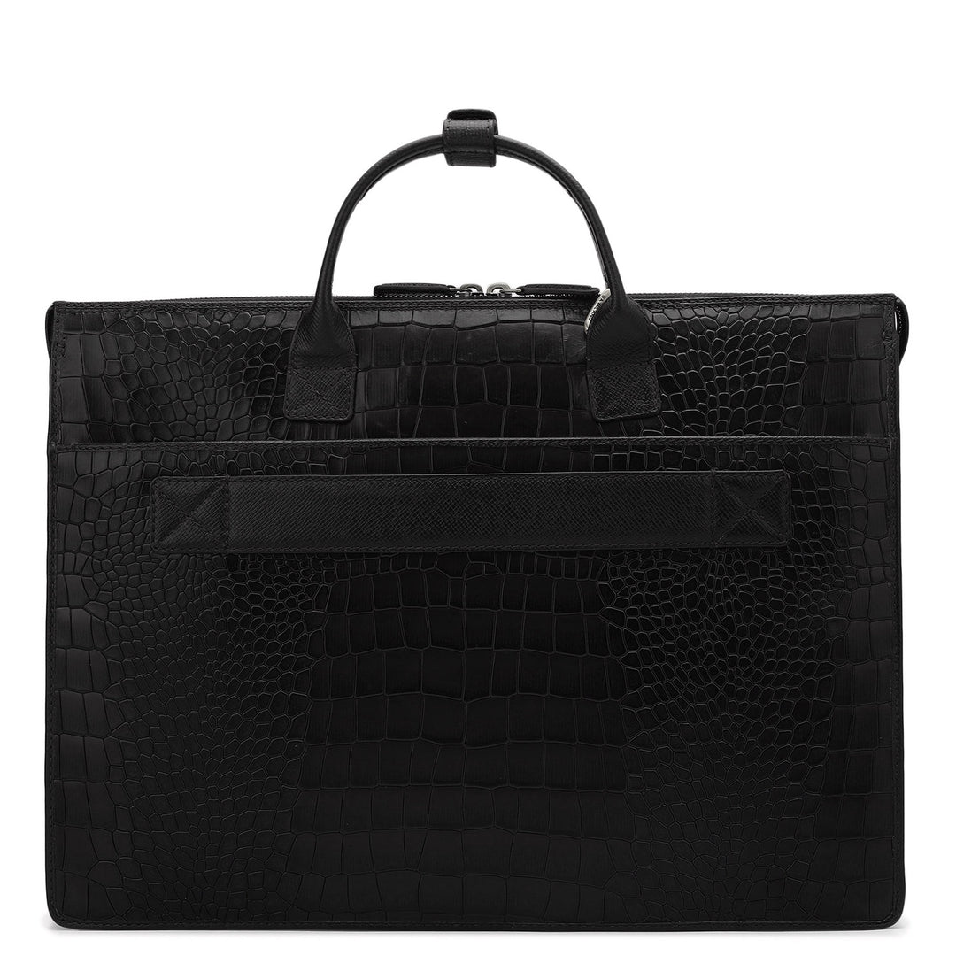 Croco Leather Laptop Sleeve - Black