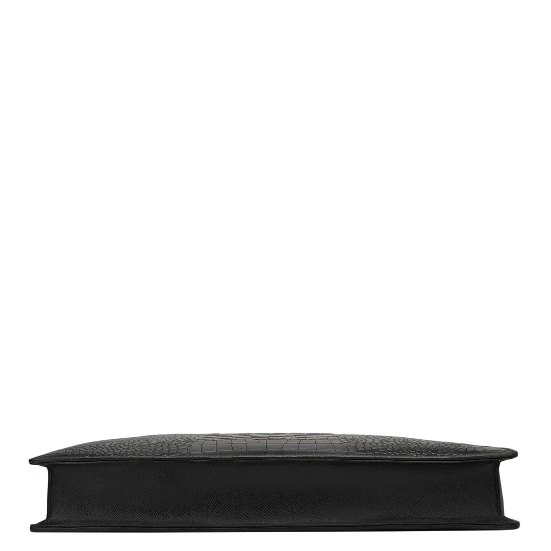 Croco Leather Laptop Sleeve - Black