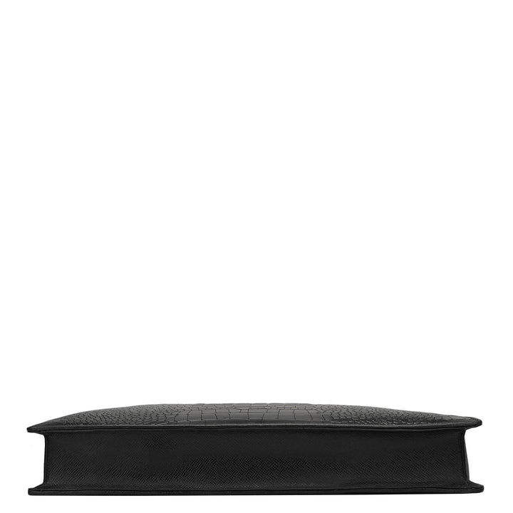 Croco Leather Laptop Sleeve - Black
