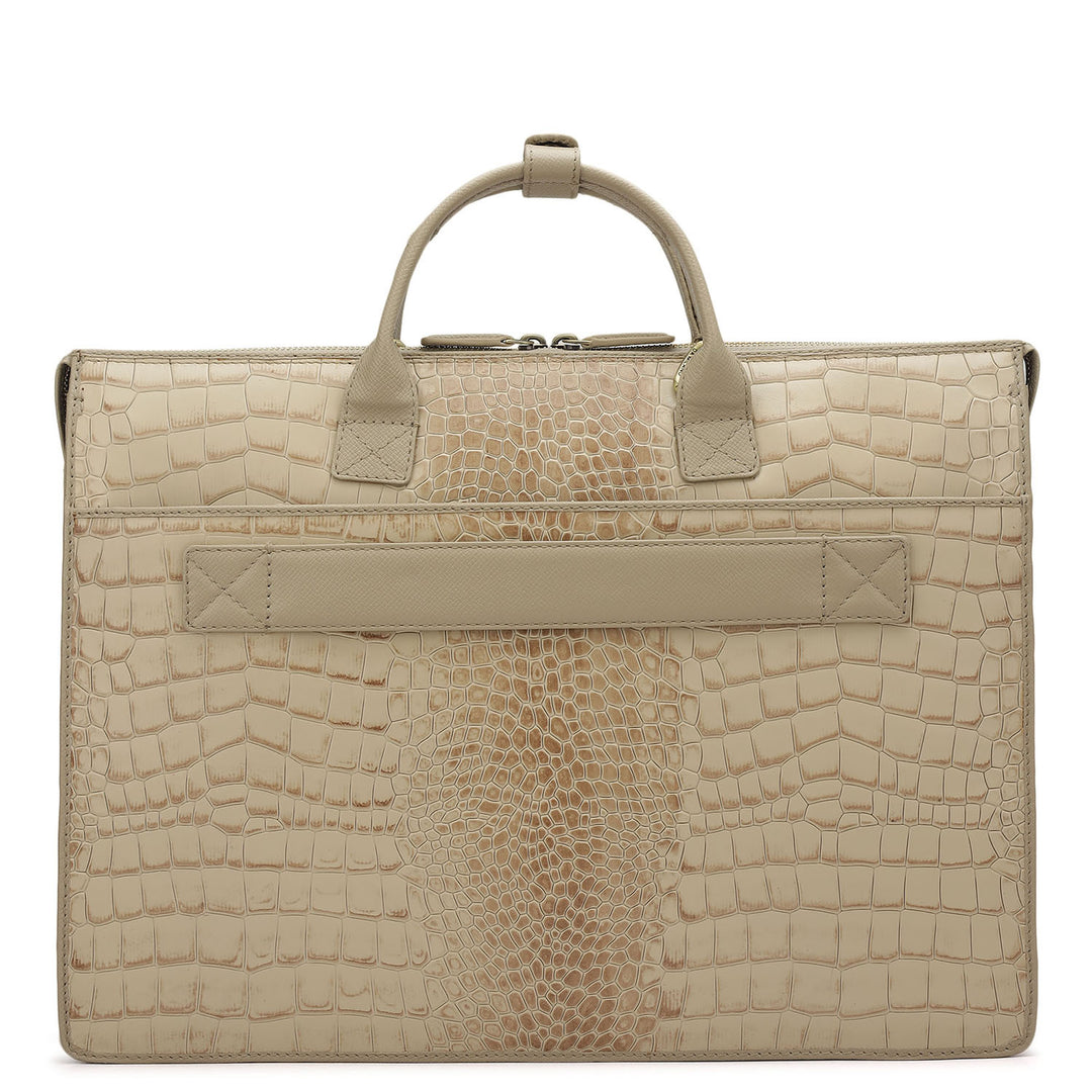 Croco Leather Laptop Sleeve - Frost