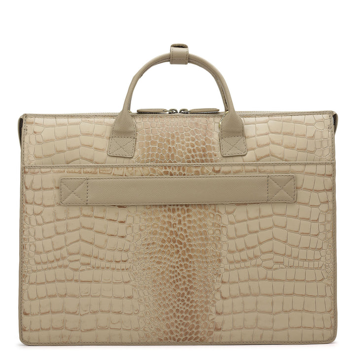 Croco Leather Laptop Sleeve - Frost