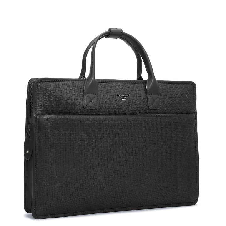 Mat Emboss Leather Laptop Sleeve - Black
